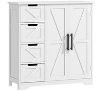 HOMCOM Meuble de Salle de Bain, Meuble de Rangement, Armoire Salle de Bain avec 4 tiroirs, 1 Placard, étagère réglable, pour Salon, Salle à Manger, Petits espaces, 81,2 x 30 x 83,8 cm, Blanc