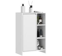 HOMCOM Meuble de Salle de Bain, Meuble de Rangement avec 3 Compartiments Ouverts, 1 Placard avec étagère réglable, 53 x 30 x 80 cm, Blanc