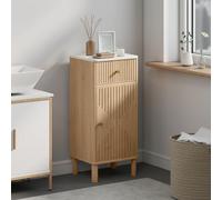 HOMCOM Meuble de salle de bain, meuble de rangement avec plateau effet marbre et porte rainurée, tiroir 36 x 30 x 80 cm, chêne