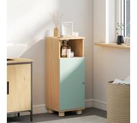 HOMCOM Meuble de salle de bain, meuble de rangement étroit avec placard à porte et compartiment ouvert, 30x30x80cm, vert