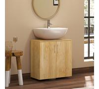 HOMCOM Meuble de Salle de Bain Sottolavabo Suspendu à 2 Portes avec 2 Étagères en Bois, Couleur Naturelle