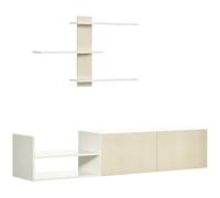 HOMCOM Meuble de salon TV avec table pour télévision 150 x 31,5 x 40 cm et étagère murale 95,5 x 16 x 60 cm Style moderne naturel