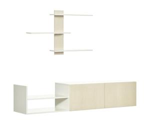 HOMCOM Meuble de salon TV avec table pour télévision 150 x 31,5 x 40 cm et étagère murale 95,5 x 16 x 60 cm Style moderne naturel