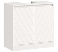 HOMCOM Meuble de toilette, Meuble de salle de bain avec 2 portes et étagère réglable, de salle de bain pour lavabos avec ou sans piédestal, style vintage, 60x30x59,8 cm, blanc