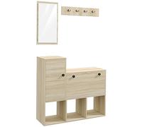 homcom Meuble d'entrée 3 en 1 avec étagère à chaussures pour 9 paires de chaussures, porte-manteau mural avec 4 crochets, armoire et miroir en bois