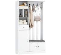 HOMCOM Meuble d'entrée 4 en 1, Vestiaire avec Banc, 100x30x180cm, Blanc