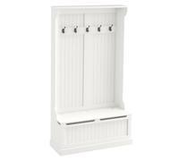 HOMCOM Meuble d'entrée avec banc, porte manteaux 3 en 1 avec 5 crochets, banc de rangement, couvercle à charnière, pour salon, couloir, 96 x 34 x 179,7 cm, crème