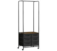 HOMCOM - Meuble dressing penderie - Acier - 63.5x40x172.5cm - Brun Rustique