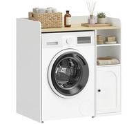 HOMCOM Meuble Machine à Laver, Armoire Machine a Laver avec Compartiments Ouverts, Porte à Fermeture Douce et Large Plateau, Meuble de Salle de Bain et buanderie, 93,5 x 60 x 100 cm, Blanc