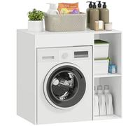 HOMCOM Meuble Machine à Laver, Armoire Machine a Laver et sèche-Linge avec 2 Compartiments Ouverts et Large Plateau, Meuble de Salle de Bain et buanderie, 96 x 60 x 90,5 cm, Blanc