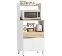 HOMCOM Meuble Micro Onde Buffet Cuisine 60 x 40 x 131 cm Chêne et Blanc