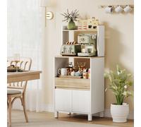 HOMCOM Meuble micro onde, buffet cuisine avec placard tiroir étagère supérieur, 60 x 40 x 131 cm chêne et blanc