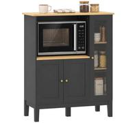 Meuble micro-ondes - HOMCOM - armoire de cuisine buffet 1 niche 3 portes verre trempé - bois verre - 80x35x97cm - noir
