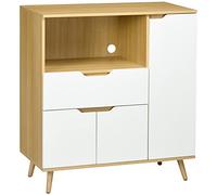 HomCom Meuble micro-ondes cuisine - 1 tiroir, 2 placards, 1 étagère - 90 x 40 x 98,5 cm - bois/blanc