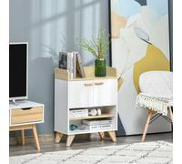 HOMCOM Meuble Polyvalent avec Armoire et Étagères Ouvertes, Meuble de Salon, Cuisine, Bureau en Bois Blanc, 60x30x78cm