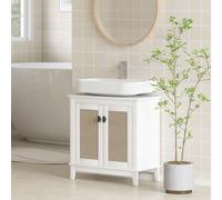 HOMCOM Meuble pour Sous le Lavabo avec 2 Portes 2 Étagères et Système Anti-Basculement pour Salle de Bain 60x30x60 cm Blanc