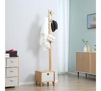 HOMCOM Meuble rangement avec tiroir porte-manteau banc 3 en 1 bambou Dim. 35L x 35l x 177H cm