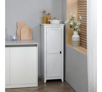 HOMCOM Armoire de Rangement buffet cuisine meuble de rangement pour Salle de bain Gain de Place Style Classique avec 3 étagères réglables- Hauteur 120 cm en Bois Blanc