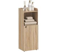 HOMCOM Meuble Salle de Bain, Armoire Salle de Bain étroit 4 Niveaux, 1 Placard, Compartiment Ouvert, étagère réglable, Meuble de Rangement pour Toilette, Petits espaces, 40 x 31 x 104 cm, chêne Jaune