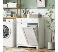 HOMCOM Meuble Salle de Bain avec 2 Paniers à Linge Amovibles, 2 Tiroirs et 2 Portes à Ribalta, 78x38x90 cm, Blanc