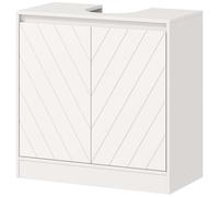 HOMCOM Meuble salle de bain sous Lavabo - meuble sous-vasque - placard 2 portes avec étagère blanc