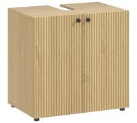 HOMCOM Meuble sous lavabo, Meuble de Salle de Bain avec 2 Portes à Fermeture amortie, étagère réglable, Armoire de Salle de Bains sous lavabo, 60 x 39,8 x 58,5 cm, Effet Bois Naturel