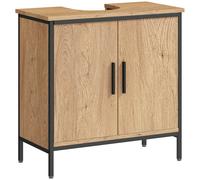 Meuble sous lavabo - HOMCOM - avec 2 portes et étagère réglable - style moderne - 60 x 30 x 60 cm - chêne