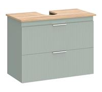 HOMCOM Meuble sous lavabo, Meuble de Salle de Bain avec 2 tiroirs, Armoire de Salle de Bains sous lavabo, Style Moderne, 80 x 40 x 60 cm, Vert et Bois Naturel
