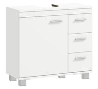 HOMCOM Meuble sous lavabo, Meuble de Salle de Bain avec 3 tiroirs et Porte à Fermeture amortie, Armoire de Salle de Bains sous lavabo, Style Moderne, 70 x 30 x 64 cm, Blanc