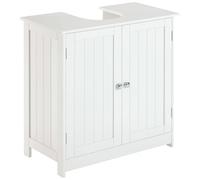 HOMCOM Meuble sous lavabo, Meuble de Salle de Bain avec Placard à 2 Portes, étagère réglable, Anti-humidité, 60 x 30 x 60 cm, Blanc