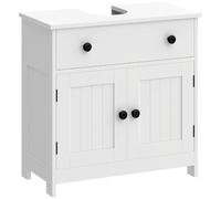 HOMCOM Meuble sous lavabo, Meuble de Salle de Bain Moderne avec charnières à Fermeture Douce, tiroir, 2 Portes, découpe en U pour lavabo sans Colonne, 60 x 30 x 60 cm, Blanc