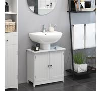 HOMCOM Meuble sous lavabo, meuble de salle de bain placard à 2 portes, étagère réglable, anti-humidité, 60 x 30 x 60 cm, blanc