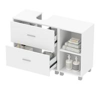 HOMCOM Meuble sous-lavabo Meuble de salle de bains avec 2 tiroirs et 2 étagères ouvertes pour lavabo sur colonne 90x30x60 cm blanc