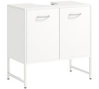 HOMCOM Meuble sous lavabo Salle de Bain 60 x 33 x 60,5 cm Blanc | à Fermeture Douce, Étagère Réglable, Armoire de Salle de Bains sous Lavabo