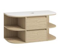 HOMCOM Meuble sous lavabo Suspendu, Meuble sous Vasque 90x45x46 cm, Marron | Tiroirs à Fermeture Douce, Étagères