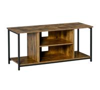 HOMCOM Meuble TV 110 cm, Meuble télé pour téléviseur jusqu'à 55 Pouces avec Compartiments Ouverts et étagère réglable, Banc TV Industriel pour Chambre à Coucher, Salon, Brun Rustique