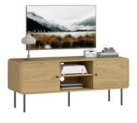 HOMCOM Meuble TV 120 cm avec Coins Arrondis, 55 Pouces, chêne