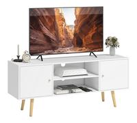 HOMCOM Meuble TV 120cm - Pour télé jusqu'à 55 pouces - 2 placards 2 étagères ouvertes - Blanc