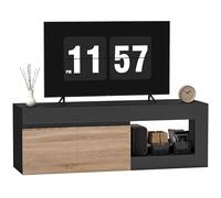 HOMCOM Meuble TV 140 cm, Meuble télé pour téléviseur jusqu'à 60 Pouces avec 2 Portes à Fermeture Douce et Compartiment Ouvert, Banc TV Moderne pour Salon, Chambre à Coucher, Noir