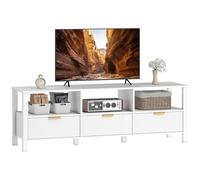HOMCOM Meuble TV 152 cm, Meuble télé pour téléviseur jusqu'à 65 Pouces avec 3 tiroirs cannelés et 3 étagères Ouvertes, Banc TV Moderne pour Salon, Chambre à Coucher, Blanc