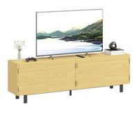 HOMCOM Meuble TV 180 cm, Meuble télé pour téléviseur jusqu'à 82 Pouces avec 4 Portes à Ouverture par Pression, Banc TV pour Salon, Chambre, Effet Bois Naturel