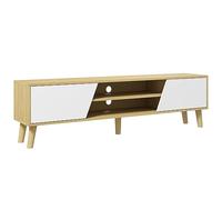 HOMCOM Meuble TV 65 Pouces Scandinave 150 x 30 x 42 cm Bois/Blanc