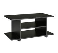 HOMCOM Meuble TV en bois 80 x 40 x 40 cm avec roulettes et étagères Noir