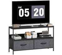 HOMCOM Meuble TV 98 cm pour Téléviseur 47 Pouces Gris Foncé | Meuble Télé, 2 Tiroirs Pliables, 1 Étagère, Pieds en Acier, Banc TV, Salon, Chambre à Coucher
