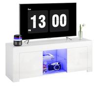 HOMCOM Meuble TV avec LED pour téléviseur 55" Blanc 120 x 34 x 45 cm