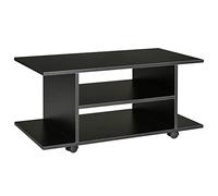 HOMCOM Meuble TV en bois 80 x 40 x 40 cm avec roulettes et étagères Noir