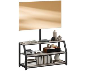 HOMCOM Meuble TV avec Support pour téléviseurs jusqu'à 72 Pouces, Meuble télé 110 cm avec 2 étagères Ouvertes et Cadre en métal, Banc TV pour Salon, Chambre, Gris