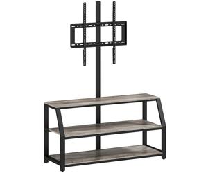 HOMCOM Meuble TV avec support pour téléviseurs jusqu'à 72 pouces, meuble télé avec 2 étagères ouvertes, 110x43x150cm, gris