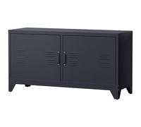 HOMCOM Meuble TV, Banc TV, Structure en Acier Laminé à Froid, 2 Meubles avec 2 Étagères Réglables, Design Industriel, Passe-câbles, 119 x 40 x 63,5 cm, Noir