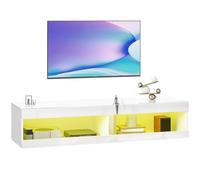 HOMCOM Meuble TV bas suspendu avec éclairage LED RVB en 16 couleurs, support TV avec espace de rangement ouvert, pour téléviseur de 55 à 60 pouces, pour salon, chambre à coucher, 140 x 40 x 30 cm